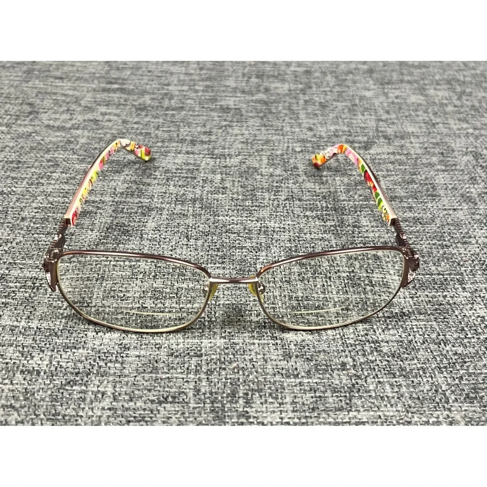 Vera Bradley Greta Clementine Floral Oval Eyeglasses Brown Metal 56-16-135 CLM